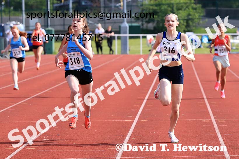 Girls Under-15s 300 metres, 2024 North Eastern Track and Field Champs., Middlesbrough.  Photo: David T. Hewitson/Sports for All Pics
